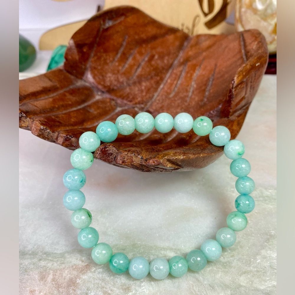 Sky Blue Hemimorphite Mineral Empathy Stone Bead Bracelet